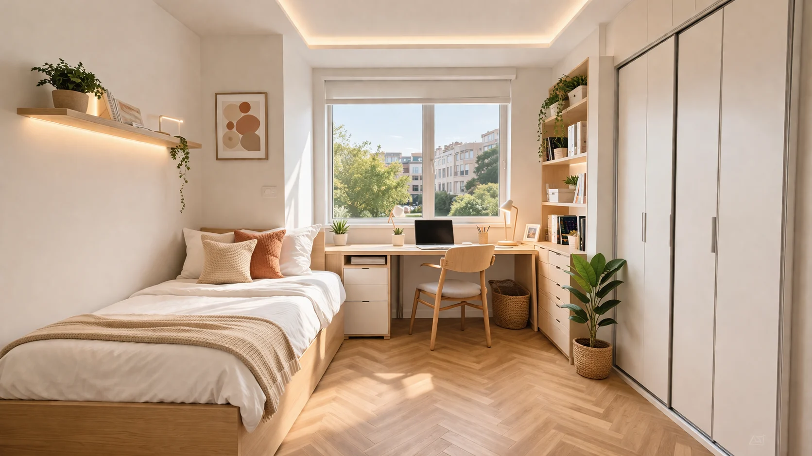 Helles Micro-Apartment-Interieur